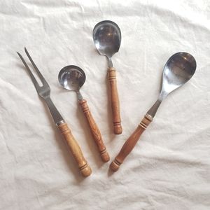 Beautiful Vintage Wooden Handle Spoon Set